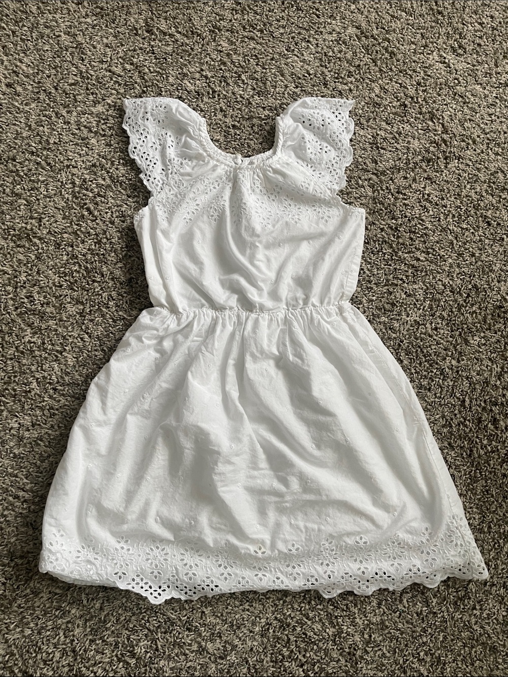 GAP Kids White Eyelet Dress with Ruffled Neckline